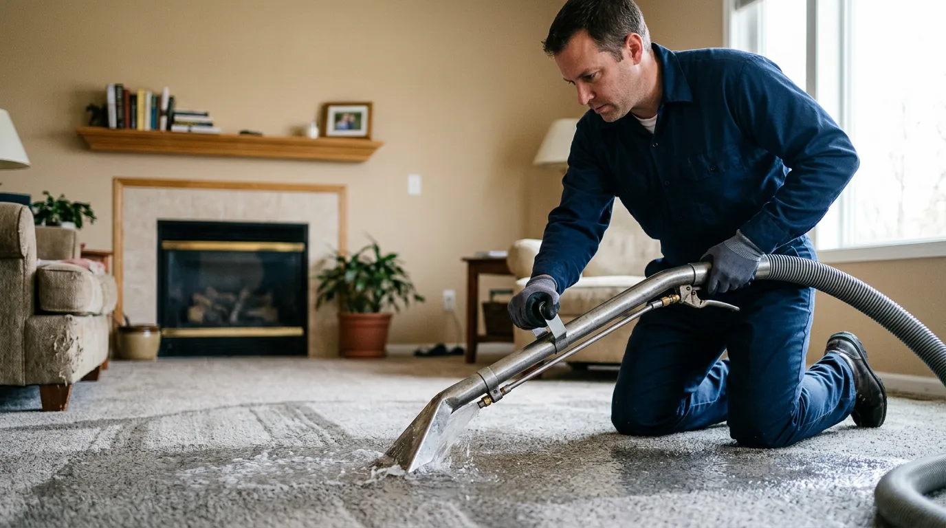 Water damage restoration technician working near Rutledge, AL